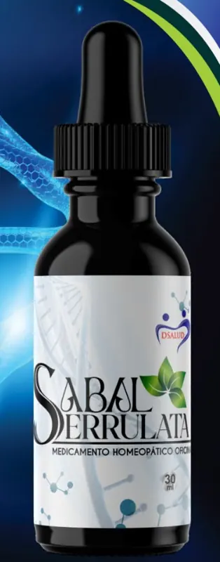 Frasco gotero de Sabal Serrulata, medicamento homeopático del laboratorio DSALUD