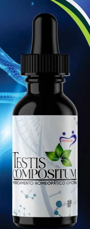 Frasco gotero de Testis Compositum, medicamento homeopático del laboratorio DSALUD