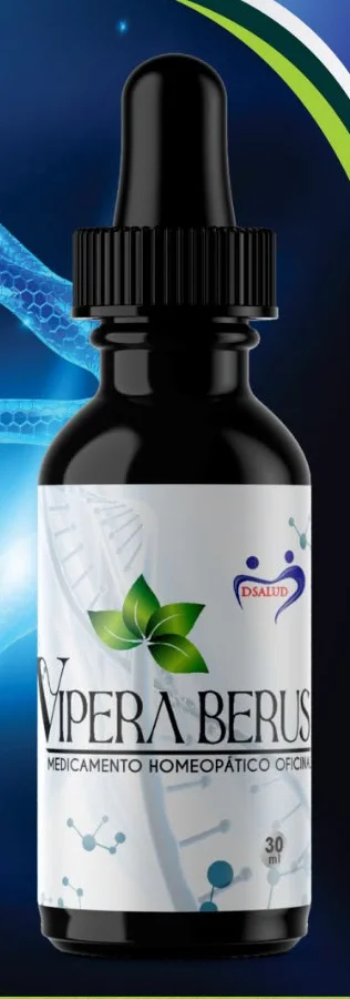 Frasco gotero de Vipera Berus, medicamento homeopático del laboratorio DSALUD